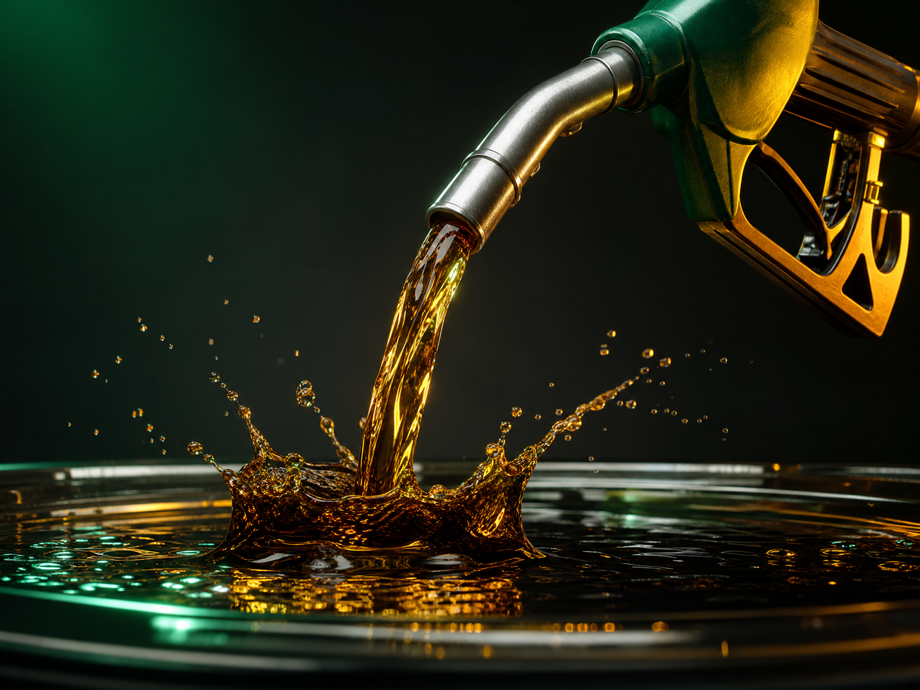 Golden petroleum fuel splash
