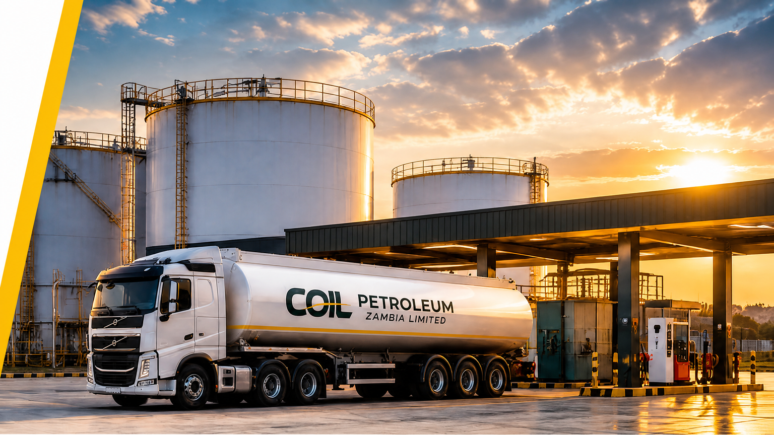 Coil Petroleum branded Volvo fuel tanker truck
