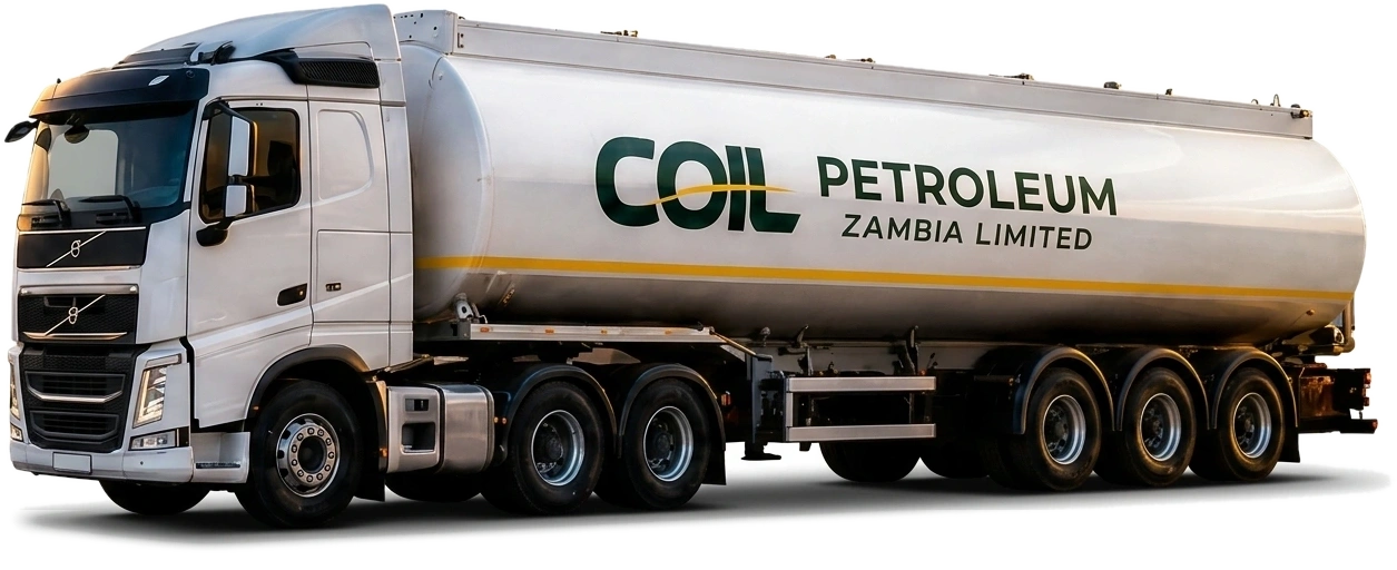 Coil Petroleum Volvo bulk fuel tanker truck in transit